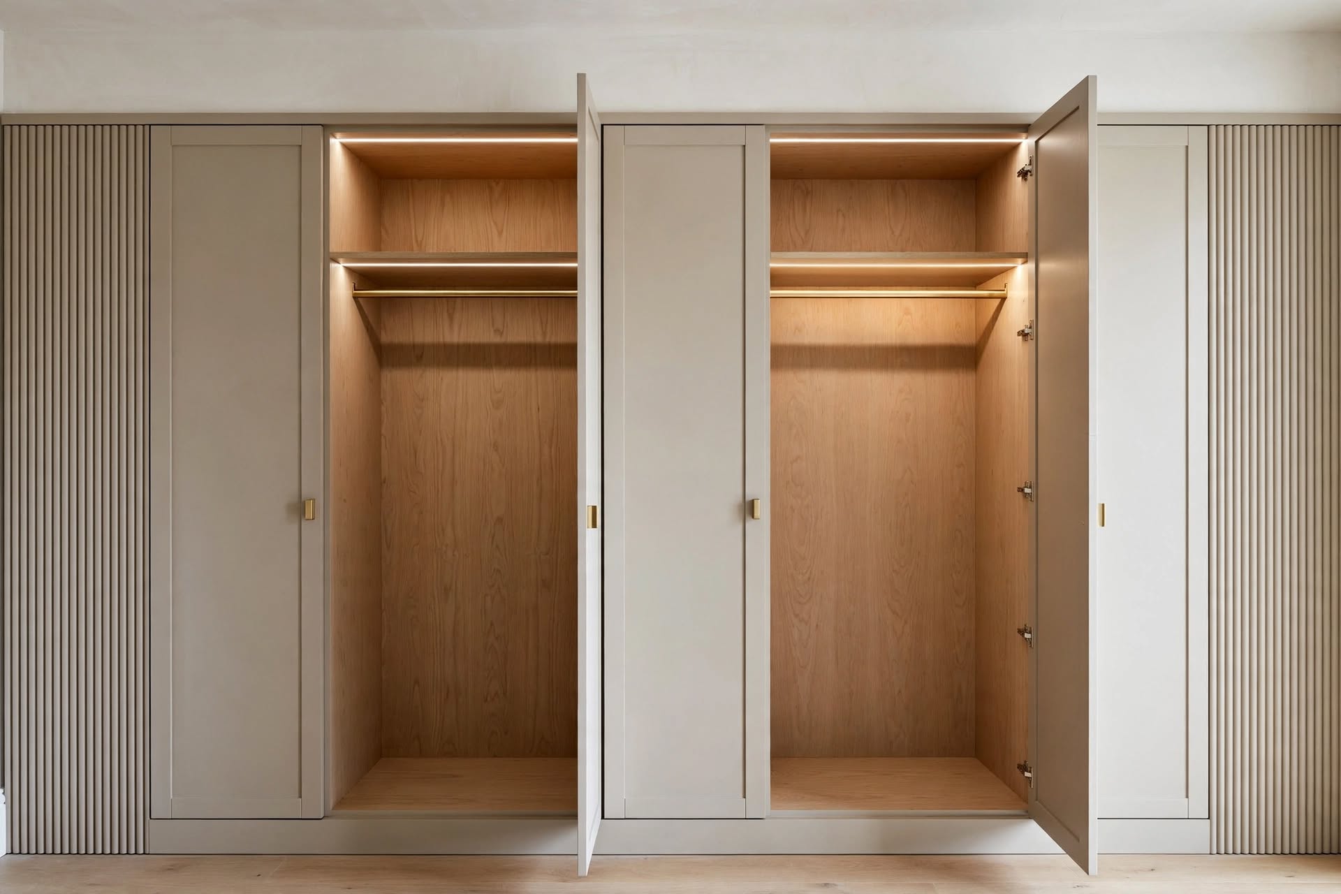 Taupe Shaker Closed Door Closet